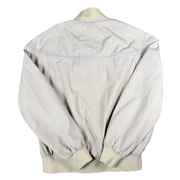 Mens Beige Bomber Jacket Large Cotton Zip Snap Casual Lightweight - Picture 5 of 5